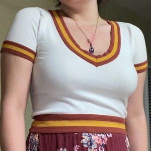 Forever 21 Sweater Vee Neck Crop Top